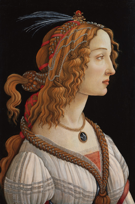 Weibliches Idealbildnis (Bildnis der Simonetta Vespucci als Nymphe) von Sandro Botticelli