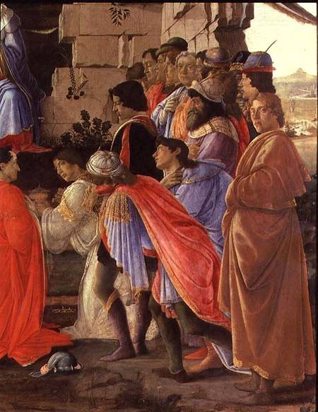 The Adoration of the Magi, detail of depicting self portrait and those of the Medici family von Sandro Botticelli