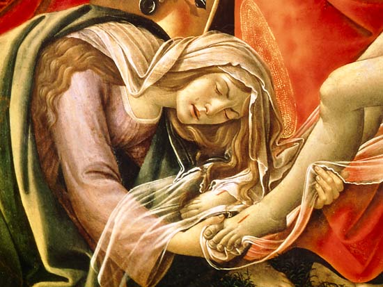 The Lamentation of Christ, detail of Mary Magdalene and the Feet of Christ von Sandro Botticelli