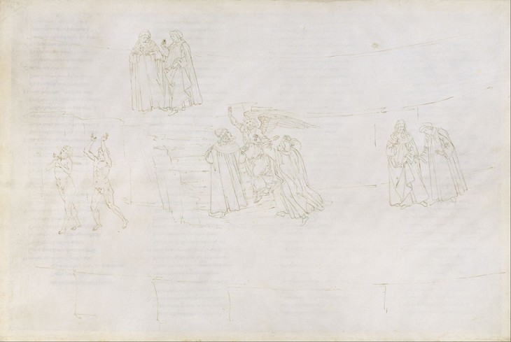Illustration zur Dante Alighieris Göttlicher Komödie (Purgatorio 17) von Sandro Botticelli