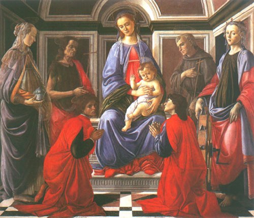 Madonna mit Kind und sechs Heiligen von Sandro Botticelli
