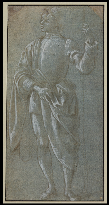 Stehender Jüngling mit drapiertem Mantel und Modellstab von Sandro Botticelli