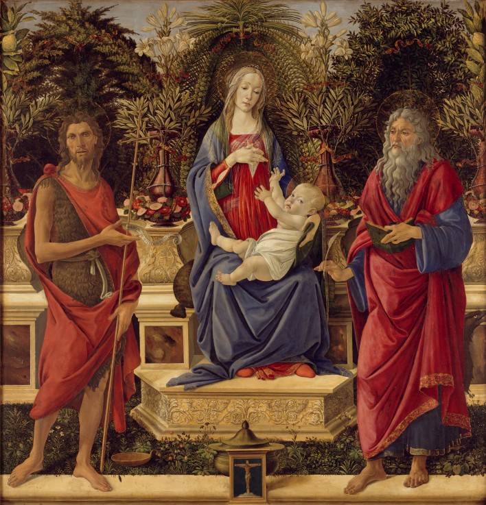 Thronende Maria mit dem Kinde und Heiligen von Sandro Botticelli