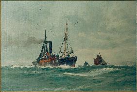 Fischdampfer und zwei Finkenwerder Ewer 1910-01-01