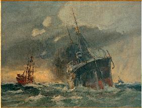 Woermanndampfer passiert 'Elbe 3' 1930-01-01