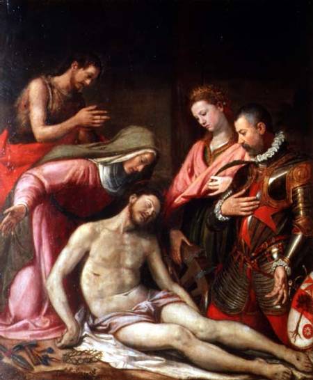 The Deposition of Christ with St. John the Baptist, St. Catherine of Alexandria and a Donor von Santi di Tito