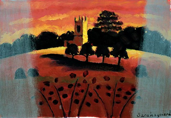 Church on the Severn (oil on card)  von Sara  Hayward