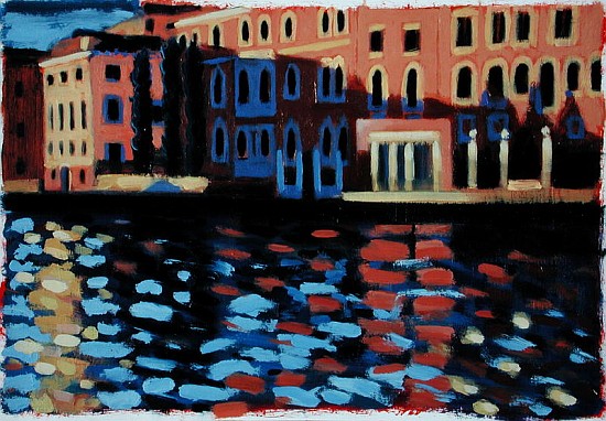 Winter Morning, Grand Canal (oil on card)  von Sara  Hayward