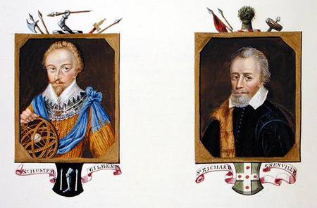 Double portrait of Sir Humphrey Gilbert (c.1539-83) and Sir Richard Grenville (c.1541-91) from 'Memo von Sarah Countess of Essex