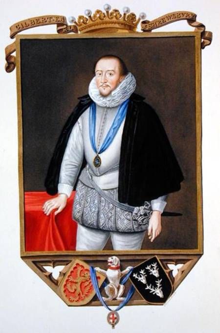 Portrait of Gilbert Talbot (1553-1616) 7th Earl of Shrewsbury from 'Memoirs of the Court of Queen El von Sarah Countess of Essex