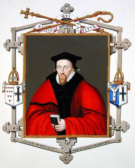 Portrait of John Whitgift (c.1530-1604) Archbishop of Canterbury from 'Memoirs of the Court of Queen von Sarah Countess of Essex