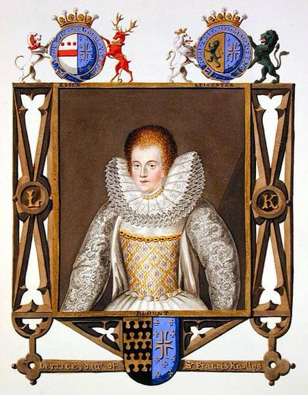 Portrait of Lettice Knollys (c.1541-1634) Daughter of Sir Francis Knollys from 'Memoirs of the Court von Sarah Countess of Essex