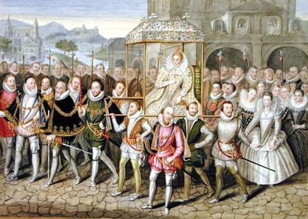 Queen Elizabeth I in procession with her Courtiers (c.1600/03) from 'Memoirs of the Court of Queen E von Sarah Countess of Essex