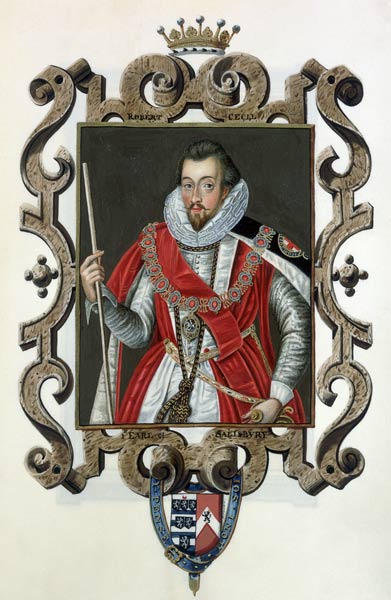 Portrait of Robert Cecil (1563-1612) 1st Earl of Salisbury from 'Memoirs of the Court of Queen Eliza von Sarah Countess of Essex