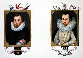 Double portrait of Sir Francis Drake (c.1540-96) and Sir Martin Frobisher (c.1535-94) from 'Memoirs 1825