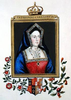 Portrait of Catherine of Aragon (1485-1536) 1st Queen of Henry VIII from 'Memoirs of the Court of Qu published