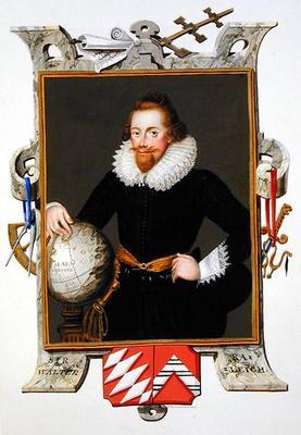 Portrait of Sir Walter Raleigh (c.1552-1618) from 'Memoirs of the Court of Queen Elizabeth', publish C16th