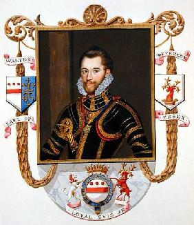 Portrait of Walter Devereux (1541-76) 1st Earl of Essex from 'Memoirs of the court of Queen Elizabet published