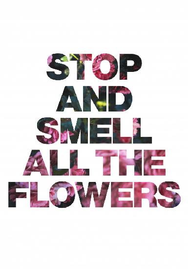 Halten Sie inne und riechen Sie an den Blumen
