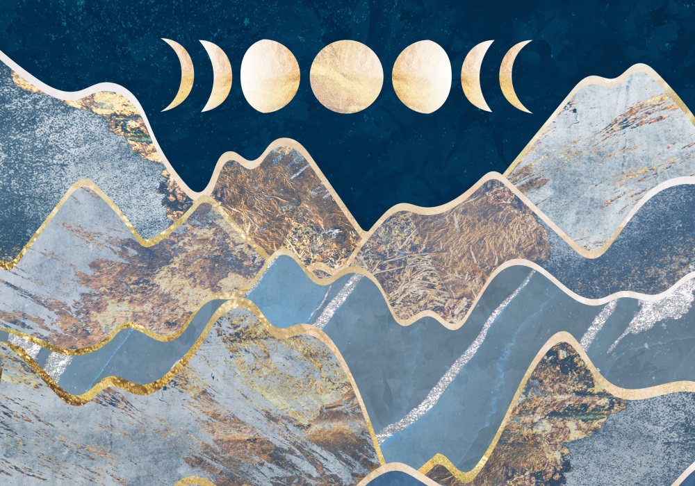 Metallischer Mondzyklus in den Bergen von Sarah Manovski