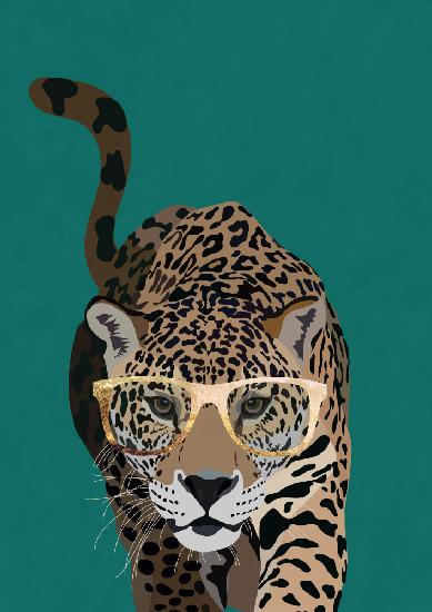 Neugieriger grüner Leopard