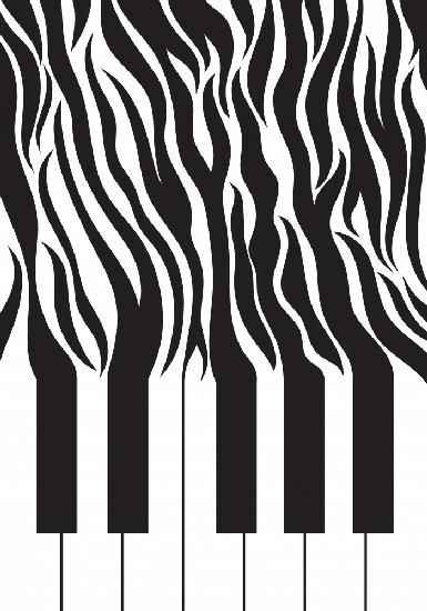 Zebra-Klavierdruck in Schwarz und Weiß