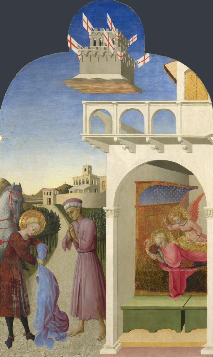 Heiliger Franziskus und armer Ritter (Altartafel von Borgo del Santo Sepolcro) von Sassetta
