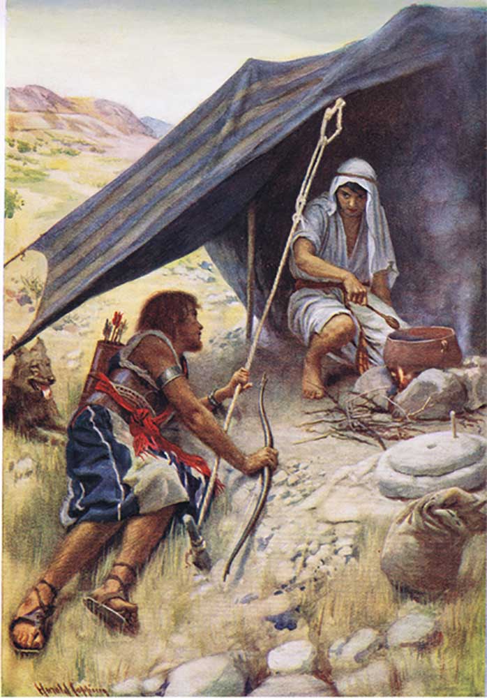 Esau verkauft sein Erstgeburtsrecht, Illustration aus Pictures That Teach The Crown Series, 1920 von Savile Lumley