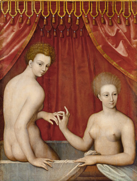 Zwei Damen im Bad. von Schule von Fontainebleau