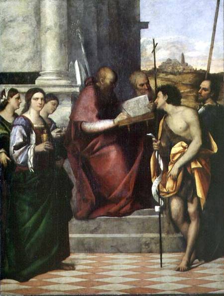St. John Chrysostomos with SS. Paul, Liberalis, John the Baptist, Cecilia, Catherine and Mary Magdal von Sebastiano del Piombo
