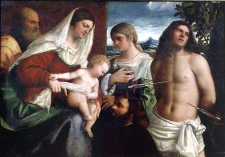 Sacra Conversatione with SS. Catherine, Sebastian and Holy Family von Sebastiano del Piombo