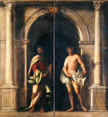 Saints Bartholomew and Sebastian, c.1508-09 (oil on canvas) von Sebastiano del Piombo