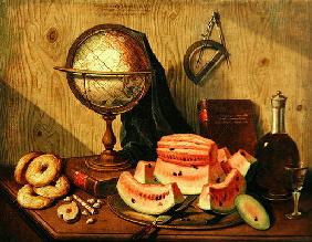Still Life with Globe and Watermelon (oil on canvas) 16th