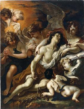 Die heilige Maria Magdalena von Engeln umgeben