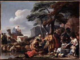 Jakob vergräbt die heidnischen Götter unter der Eiche bei Sichem