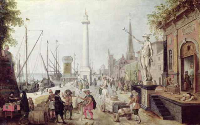 The Ancient Port of Antwerp (oil on canvas) von Sebastien Vrancx