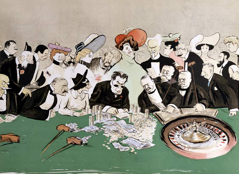 Gamblers in the casino at Monte-Carlo. c.1910 (colour litho) von Sem