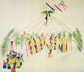 The Shoshone Sun Dance (pigment on muslin) 1851