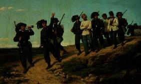 An Italian rifle regiment returning from a reconnaissance patrol 1861