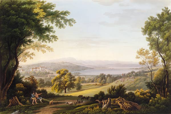 Aussicht bei Seefeld gegen den Seefelder- und den Ammersee,  nach J.G. Dillis von Simon Warnberger