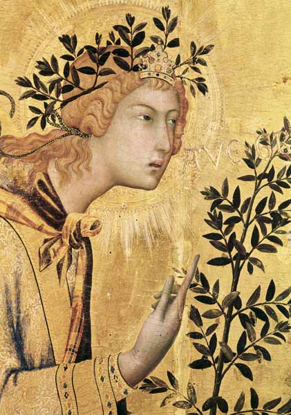 The Annunciation with St. Margaret and St. Asano, detail of the Archangel Gabriel von Simone Martini