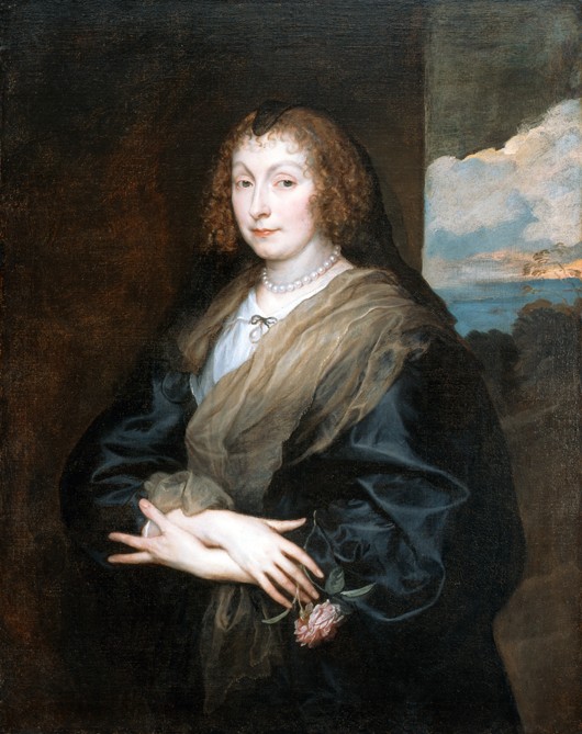Bildnis einer Frau mit Rose von Sir Anthonis van Dyck