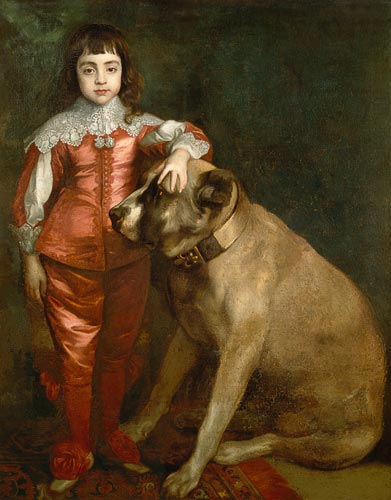 Full length portrait of Charles II as a boy with a mastiff von Sir Anthonis van Dyck