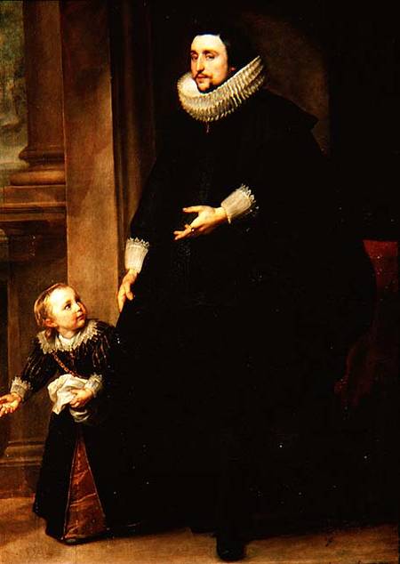 Portrait of a Nobleman and his Child or Portrait of the Brother of Rubens von Sir Anthonis van Dyck