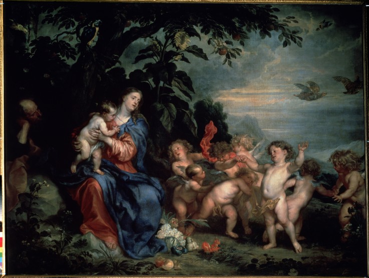 Ruhe auf der Flucht nach Ägypten (Madonna mit Rebhühner) von Sir Anthonis van Dyck