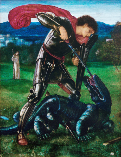 Der heilige Georg tötet den Drachen von Sir Edward Burne-Jones