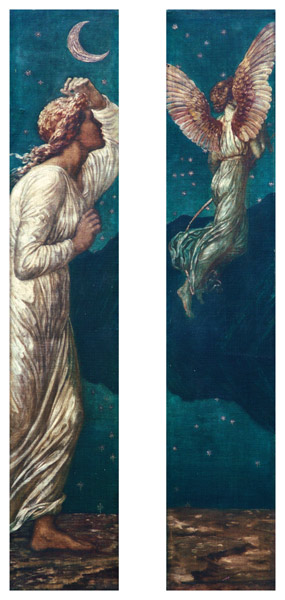 Psyche schaut dem in die Nacht entschwindenden Amor nach/ Amor fliegt davon von Sir Edward Burne-Jones