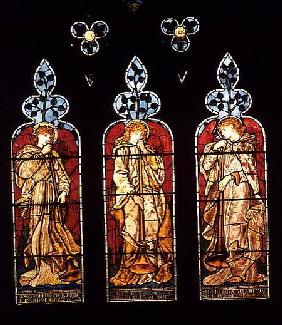 Three Trumpeting Angels, south aisle window, made by Morris, Marshall, Faulkner and Co.