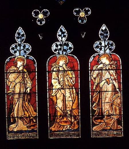 Three Trumpeting Angels, south aisle window, made by Morris, Marshall, Faulkner and Co. von Sir Edward Burne-Jones