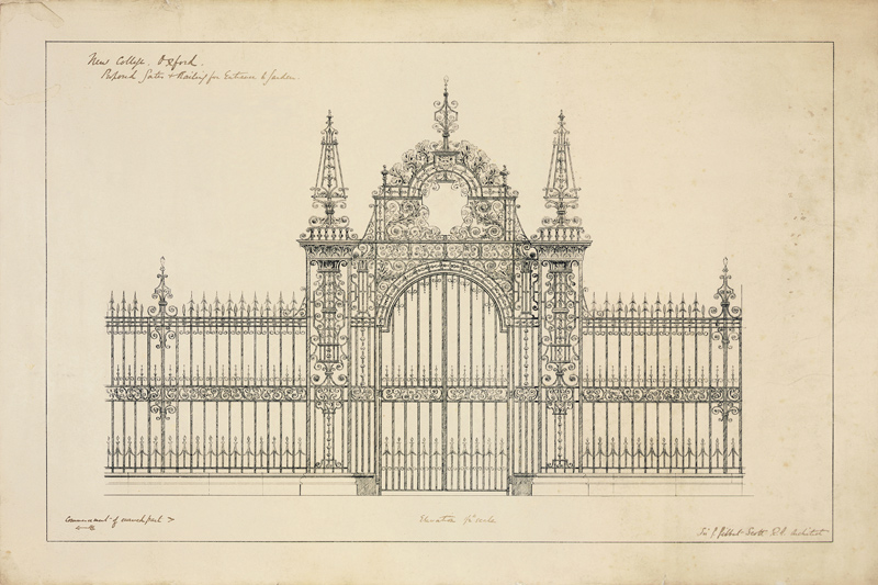 New College Oxford: Proposed Gates and Railing for Entrance to Garden von Sir George Gilbert Scott